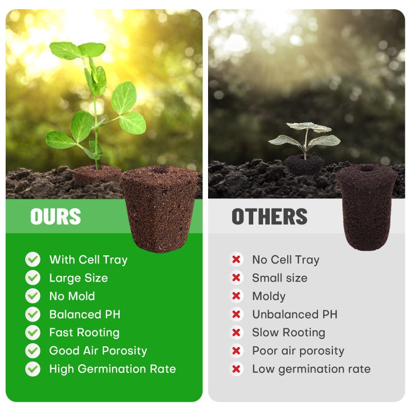 LAPOND 40 Pcs Seed Starter Plugs with Tray, Replacement Grow Sponges Plant Plugs, Great for Soil, Tray or Planting Pods, Promotes Herbs, Vegetables and Flowers Growth - Image 3