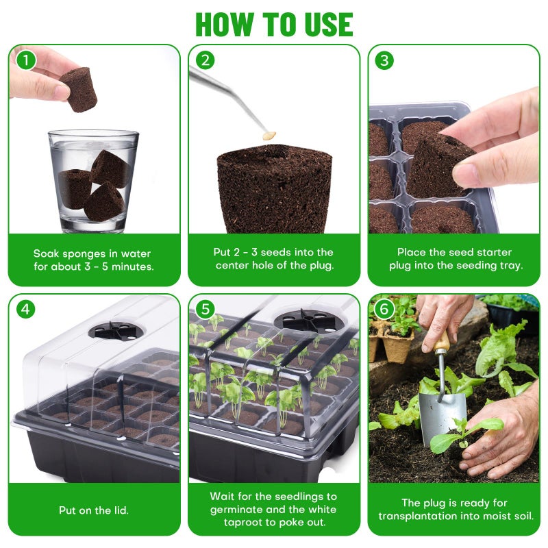 LAPOND 40 Pcs Seed Starter Plugs with Tray, Replacement Grow Sponges Plant Plugs, Great for Soil, Tray or Planting Pods, Promotes Herbs, Vegetables and Flowers Growth - Image 5