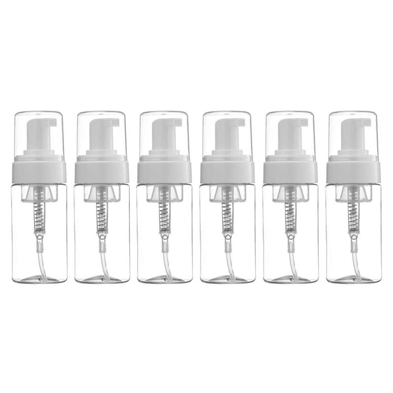 LONGWAY LONGWAY 34 Oz 100ML Plastic Travel Foaming Soap Dispenser  Empty Foaming Liquid Soap Pump Bottles  for Refillable Castile Soap Dispenser  BPA Free Pack of 6 Transparent 