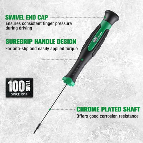 SK 12-Piece Mini Screwdriver Set, Includes Slotted/Phillip/Star Screwdrivers, Magnetic Tips, Premium Alloy Steel, SureGrip Handle, with Zipper Pouch - Image 3
