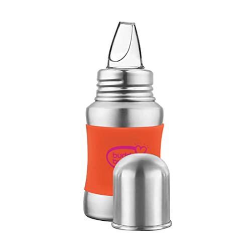 Buddsbuddy Stella Plus Neck New Born Baby Feeding Bottle made With High Grade Stainless Steel | Rust Free Feeding Bottle With Nipple | Leak Proof Baby Bottle | With Extra Spout Sipper | 180 ML | Orange - Image 3