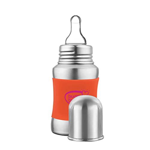 Buddsbuddy Stella Plus Neck New Born Baby Feeding Bottle made With High Grade Stainless Steel | Rust Free Feeding Bottle With Nipple | Leak Proof Baby Bottle | With Extra Spout Sipper | 180 ML | Orange - Image 2
