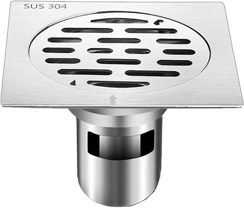 Excefore Stainless Steel Floor Drain Filter, Square Waste Drain Cover With Removable Strainer and Deodorizing Core for Kitchen, Bath, Sink Water Pipe - Image 1