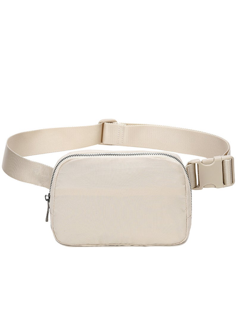 Generic Unisex Nylon Outdoor Sports Running Bag Waterproof Crossbody Chest Pack For Men And Women Lulu Same Style Waist Bag Beige White 