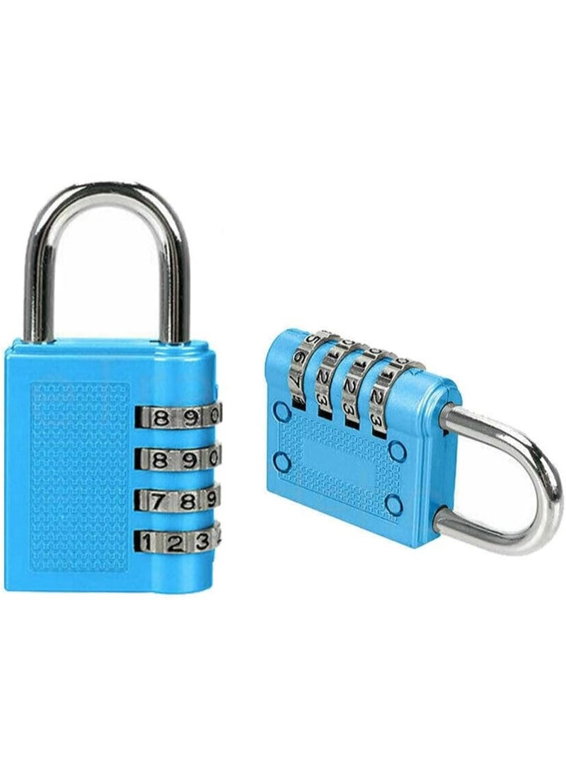 Generic 4 Digit Combination Padlock , Security Padlock, Luggage Travel Locks, Code Lock with Alloy Body for Travel Suitcases, Luggage Bags, Locker, School Gym, Bike Lock - Zinc Finish- Blue  - Image 3