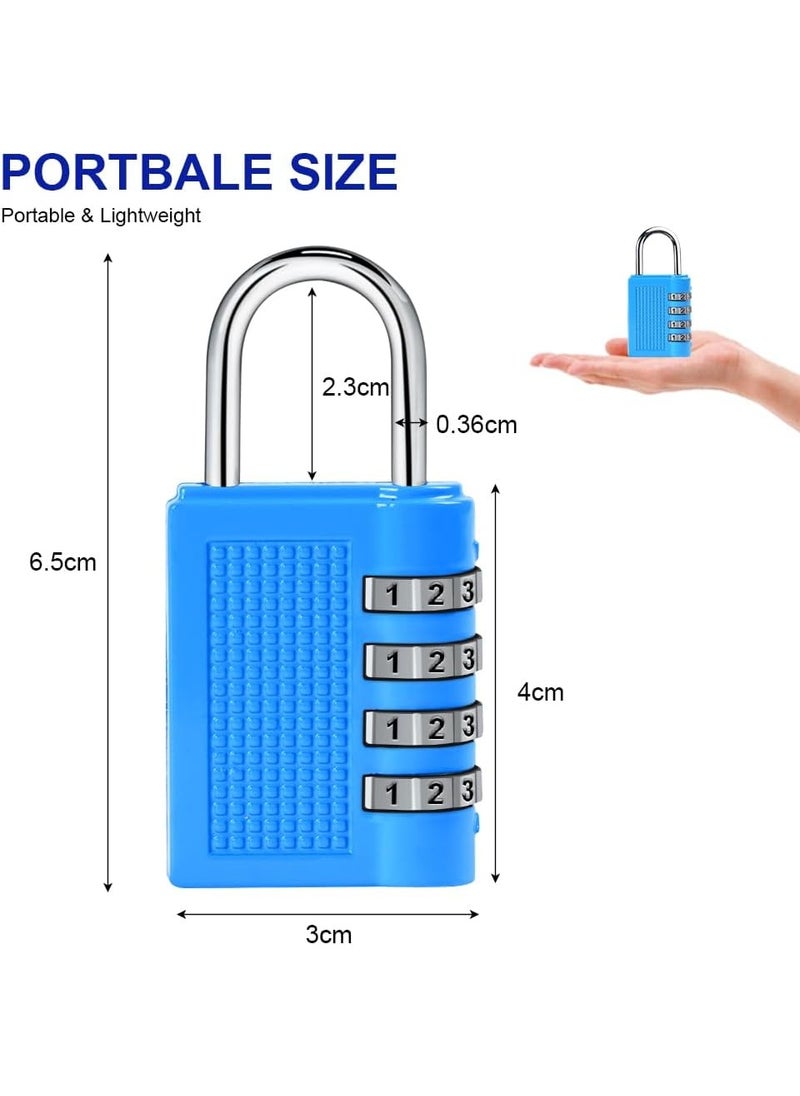 Generic 4 Digit Combination Padlock , Security Padlock, Luggage Travel Locks, Code Lock with Alloy Body for Travel Suitcases, Luggage Bags, Locker, School Gym, Bike Lock - Zinc Finish- Blue  - Image 2