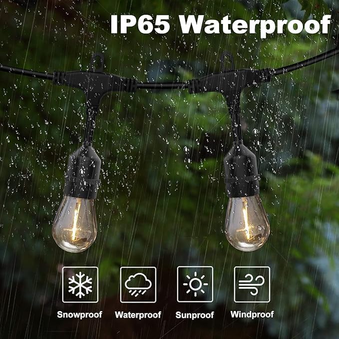 Outdoor String Lights 10M with 20 G45 LED Bulbs – IP65 Waterproof Decorative Festoon Lighting - Image 4