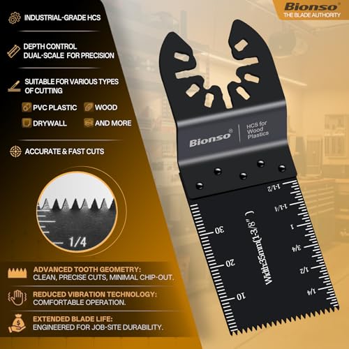 Bionso 55PCS Oscillating Saw Blades Professional Universal Titanium Multitool Blades for Wood Plastics Metal Quick Release Multi Tool Kits Fit Dewalt Ryobi Milwaukee Rockwell Fein Makita - Image 3
