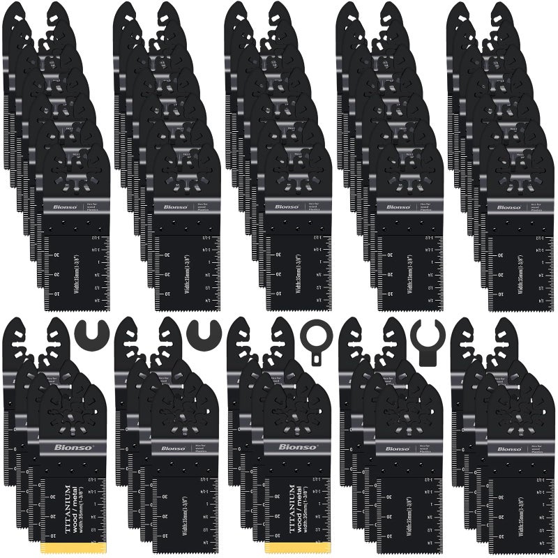 Bionso 55PCS Oscillating Saw Blades Professional Universal Titanium Multitool Blades for Wood Plastics Metal Quick Release Multi Tool Kits Fit Dewalt Ryobi Milwaukee Rockwell Fein Makita - Image 2