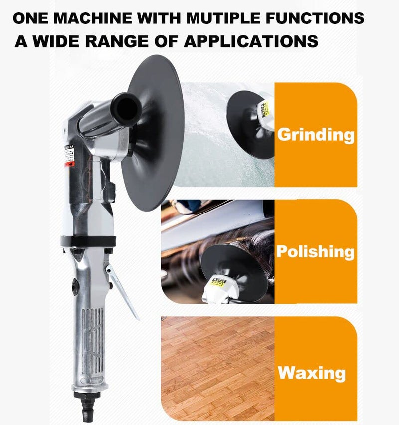 YPCOO 7-Inch Pneumatic Sander Heavy Duty Wet Air Sander/Polisher,Lightweight at 5.47 lbs,Adjustable Speed Up to 2500rpm Pneumatic Polisher Hand Sanding Tool - Image 5