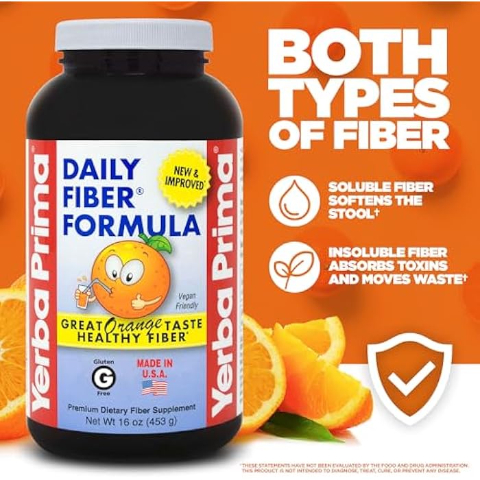 Yerba Prima Orange Daily Fiber Formula 1pound - Non-GMO, Gluten Free, Made in The USA, Delicious Natural Orange Flavor - Image 4