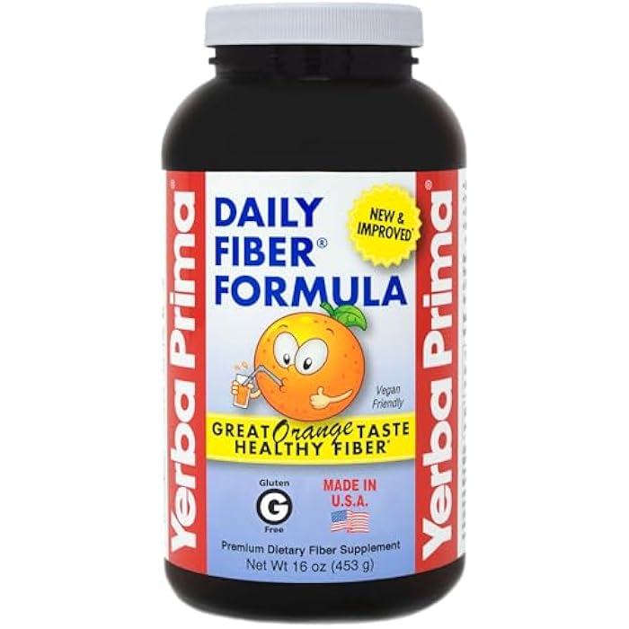 Yerba Prima Orange Daily Fiber Formula 1pound - Non-GMO, Gluten Free, Made in The USA, Delicious Natural Orange Flavor - Image 1