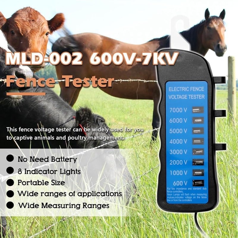 Electric Fence Tester Voltmeter 600V 7KV 8 Indicator Light No Battery Needed for Garden Livestock - Image 3