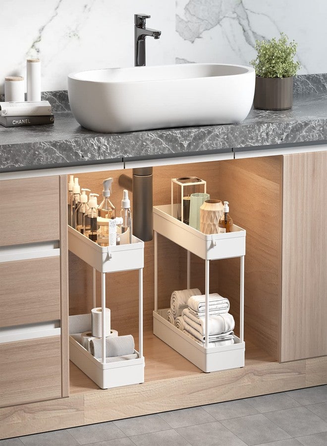 SOLEJAZZ Slim Rolling Storage Cart with Wheels 4 Tier Skinny Bathroom Storage Organizer Narrow Shelf Unit Thin Laundry Room Utility Cart for Bedside Kitchen Office Next to Fridge Small Places, White - Image 4