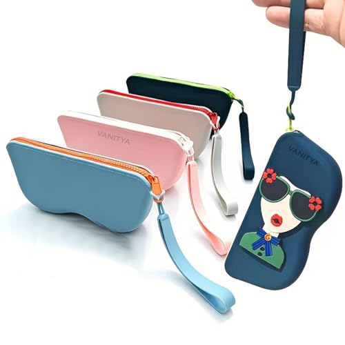 VANITYA Silicone Sunglasses Storage Pouch with Zipper & Keyring Hook | Waterproof, Shockproof & Dustproof Eyeglass Case | Soft Travel Glasses Holder for Men & Women - Image 1