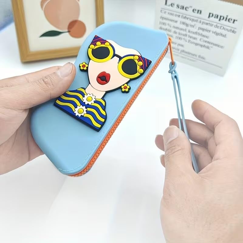 VANITYA Silicone Sunglasses Storage Pouch with Zipper & Keyring Hook | Waterproof, Shockproof & Dustproof Eyeglass Case | Soft Travel Glasses Holder for Men & Women - Image 2
