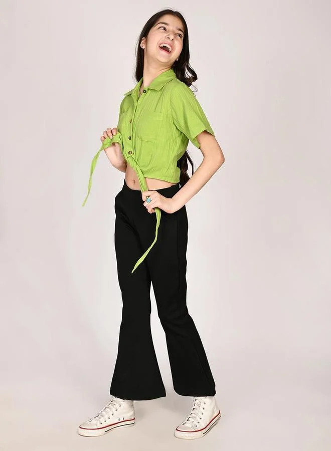 LILPICKS LILPICKS Tie-Up Buttoned Shirt and Palazzos Pants Set
