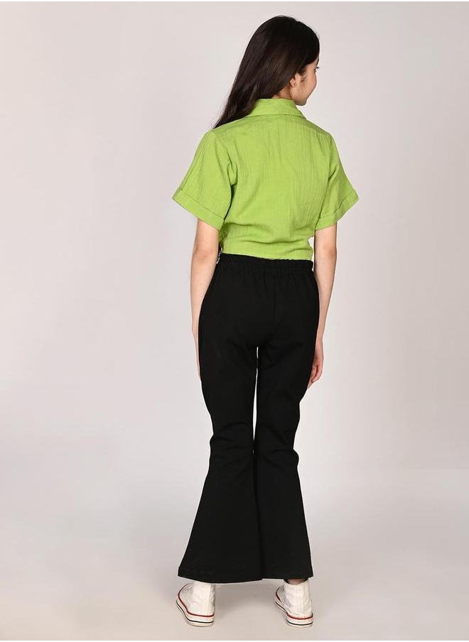 LILPICKS - Tie-Up Buttoned Shirt and Palazzos Pants Set by Styli - Image 1