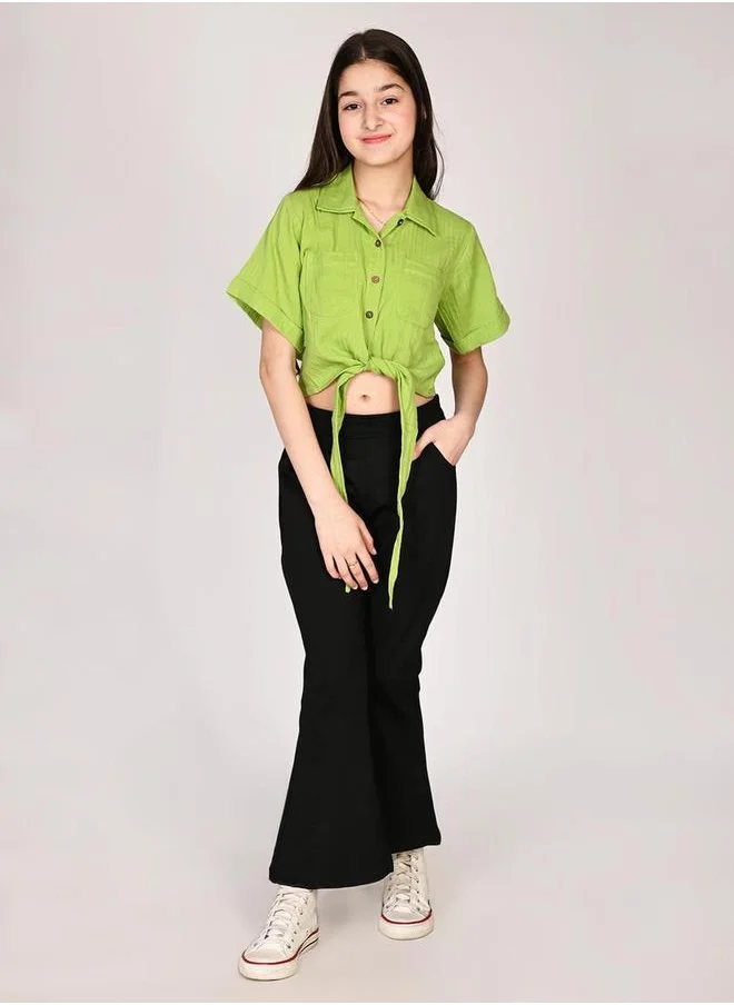 LILPICKS Tie-Up Buttoned Shirt and Palazzos Pants Set by Styli