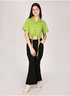 LILPICKS Tie-Up Buttoned Shirt and Palazzos Pants Set by Styli  - Image 1