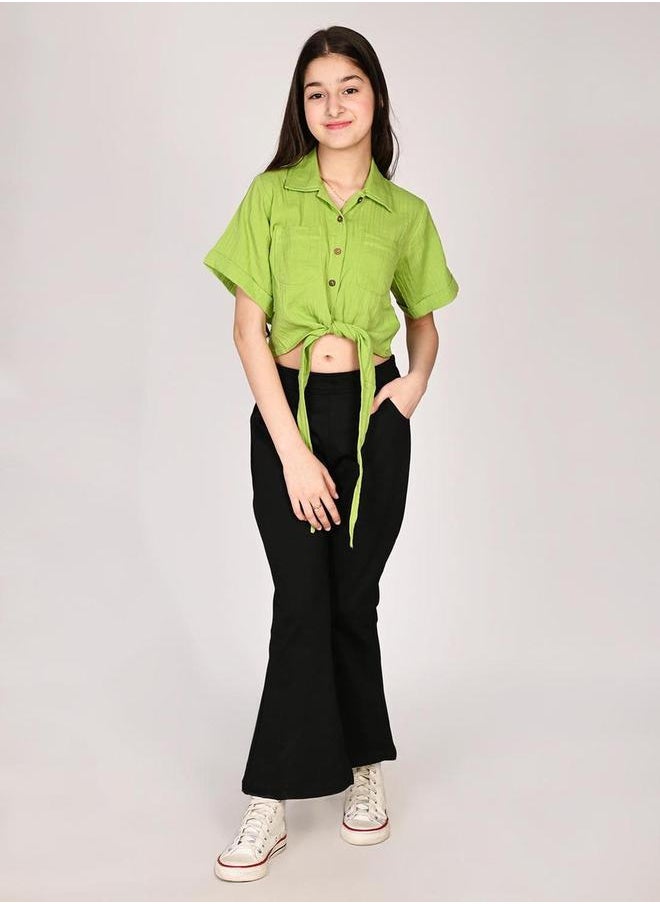 LILPICKS - Tie-Up Buttoned Shirt and Palazzos Pants Set by Styli - Image 1