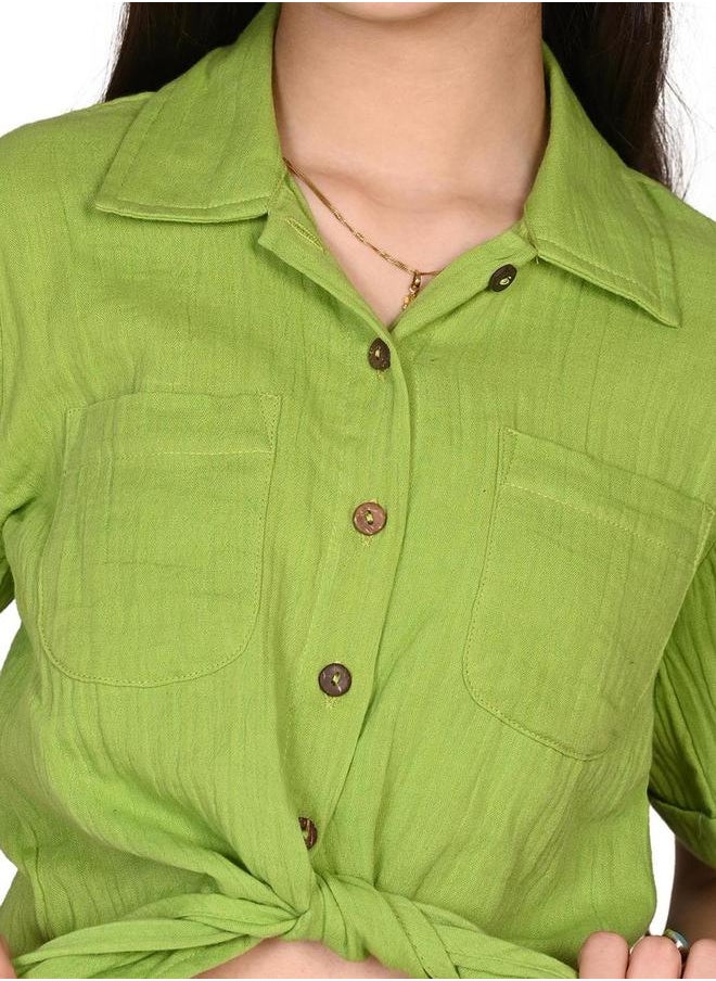 LILPICKS - Tie-Up Buttoned Shirt and Palazzos Pants Set by Styli - Image 1