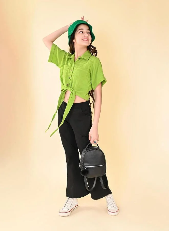 LILPICKS LILPICKS Tie-Up Buttoned Shirt and Palazzos Pants Set