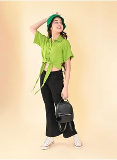 LILPICKS Tie-Up Buttoned Shirt and Palazzos Pants Set by Styli  - Image 3