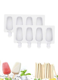 Y&D 2 Pack Popsicle Molds, 4 Cavities Homemade Ice Pop Molds Silicone for Kids, DIY with 50 Wooden Sticks  - Image 1