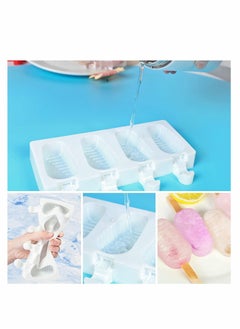 Y&D 2 Pack Popsicle Molds, 4 Cavities Homemade Ice Pop Molds Silicone for Kids, DIY with 50 Wooden Sticks  - Image 3