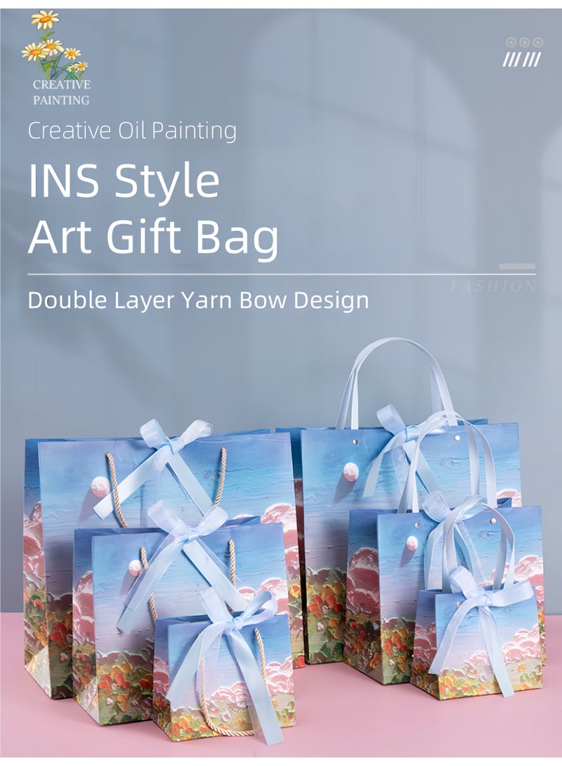 Harse Color Gift Bag with Handle, Oil Painting Gift Paper Bags Medium Size Small Gift Bags Birthday Craft Paper Gift Bags for Presents,Birthdays, Mother's Day,Weddings, Party - Image 3
