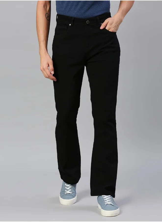 HIGH STAR Men Black Bootcut Stretchable Cotton Jeans