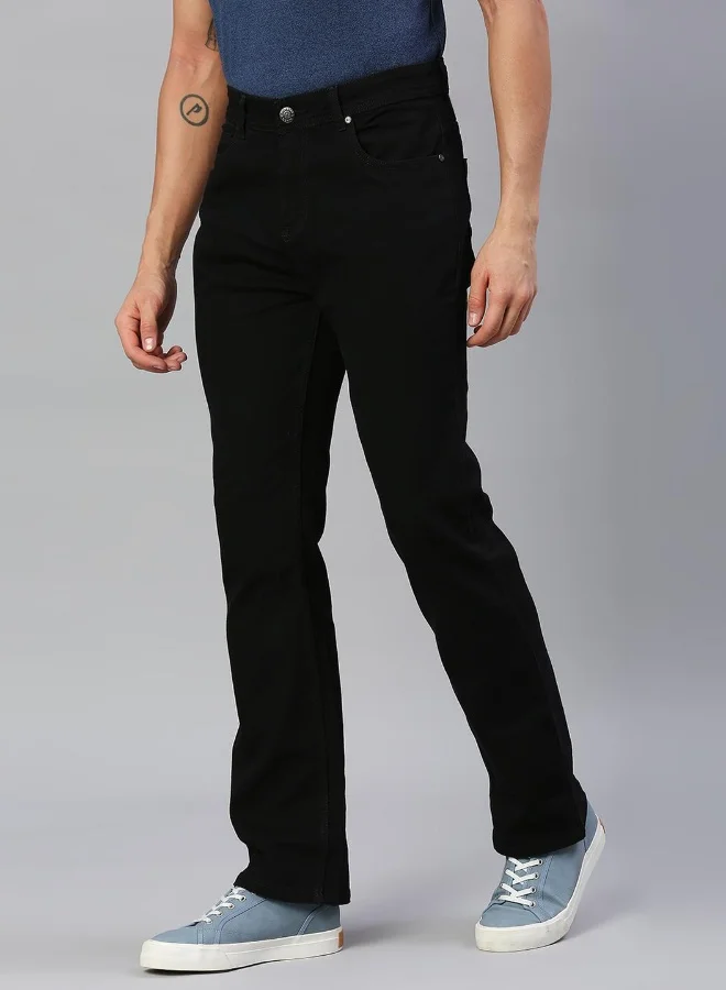 HIGH STAR Men Black Bootcut Stretchable Cotton Jeans