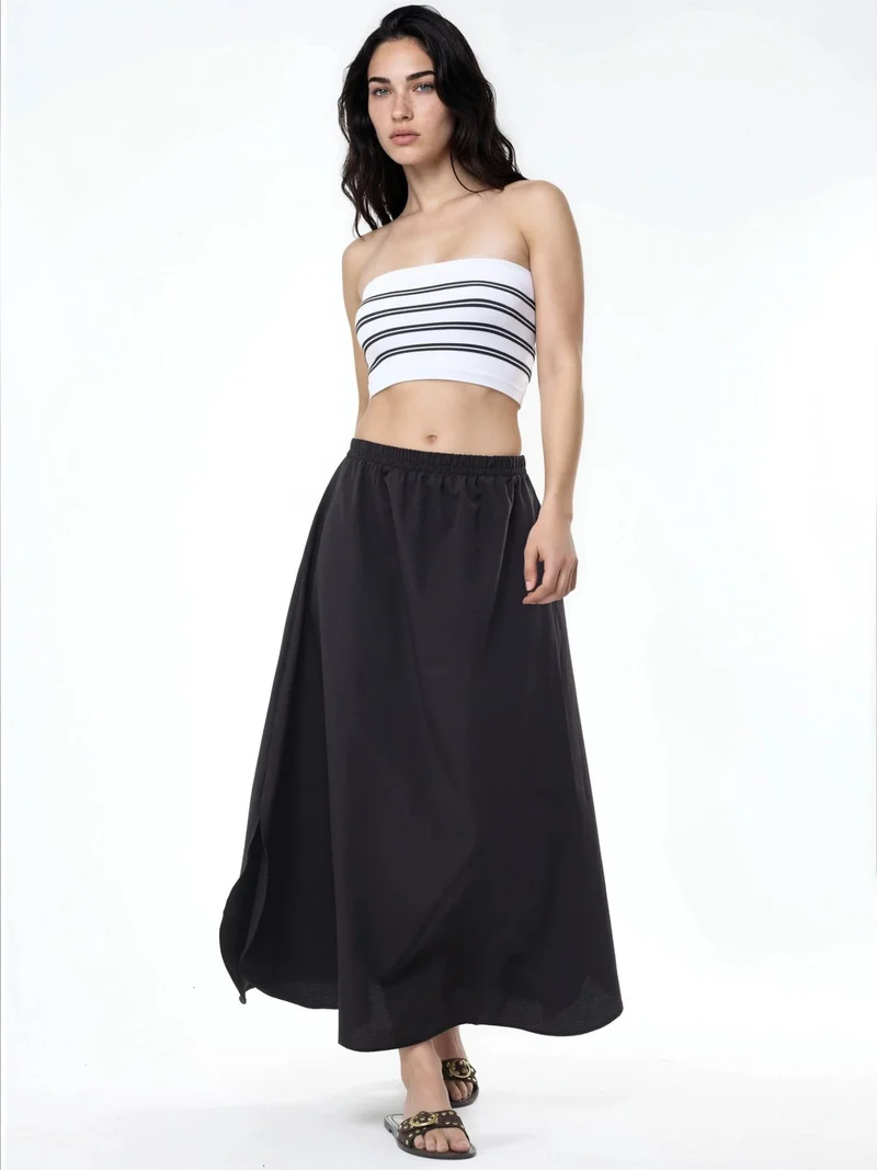 Busem Black BUSEM High Waist Midi A-Line Skirt for Women | Best Price UAE