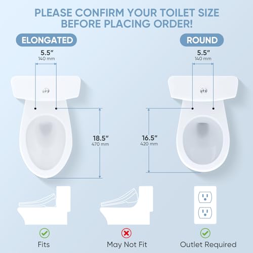 LEIVI Electric Bidet Toilet Seat with Wireless Remote and Side Panel, Multiple Spray Modes, Adjustable Heated Seat, Warm Water and Air Dryer, Auto LED Nightlight, Round - Image 5