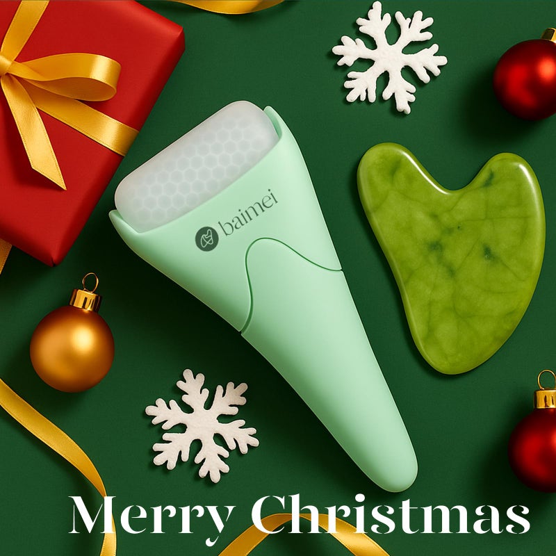 BAIMEI IcyMe Cryotherapy Ice Roller and Gua Sha Facial Tools Reduces Puffiness, Skin Care Tools for Face Massager Self Care Gift for Men Women - Green - Image 2