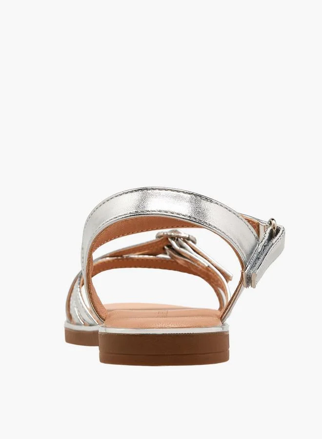 Flora Bella By Shoexpress SILVER Flora Bella Girls Embellished Buckle Detail Sandals for Women | Best Price UAE