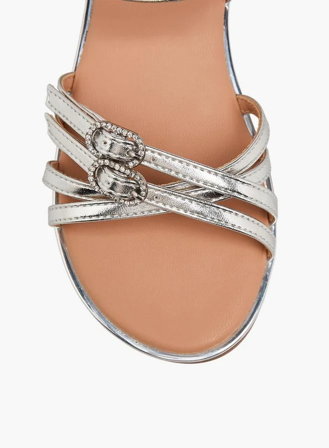 Flora Bella By Shoexpress SILVER Flora Bella Girls Embellished Buckle Detail Sandals for Women | Best Price UAE