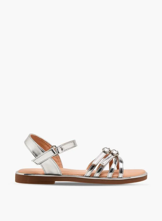 Flora Bella By Shoexpress SILVER Flora Bella Girls Embellished Buckle Detail Sandals for Women | Best Price UAE