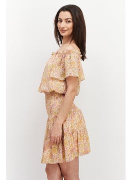 BCBGeneration Women Floral Print Midi Dress, Pink Combo  - Image 2
