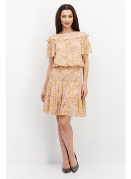 BCBGeneration Women Floral Print Midi Dress, Pink Combo  - Image 4