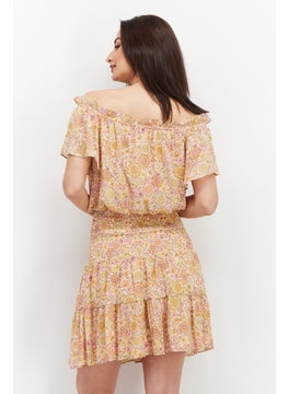 BCBGeneration Women Floral Print Midi Dress, Pink Combo  - Image 3