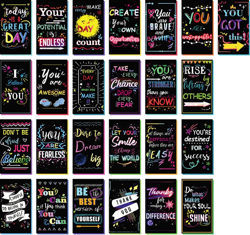 Iconikal Inspirational, Motivational, Gratitude, Appreciation, Kindness & Encouragement Sayings Mini Quote Cards, Blank Back, 200-Count - Image 1