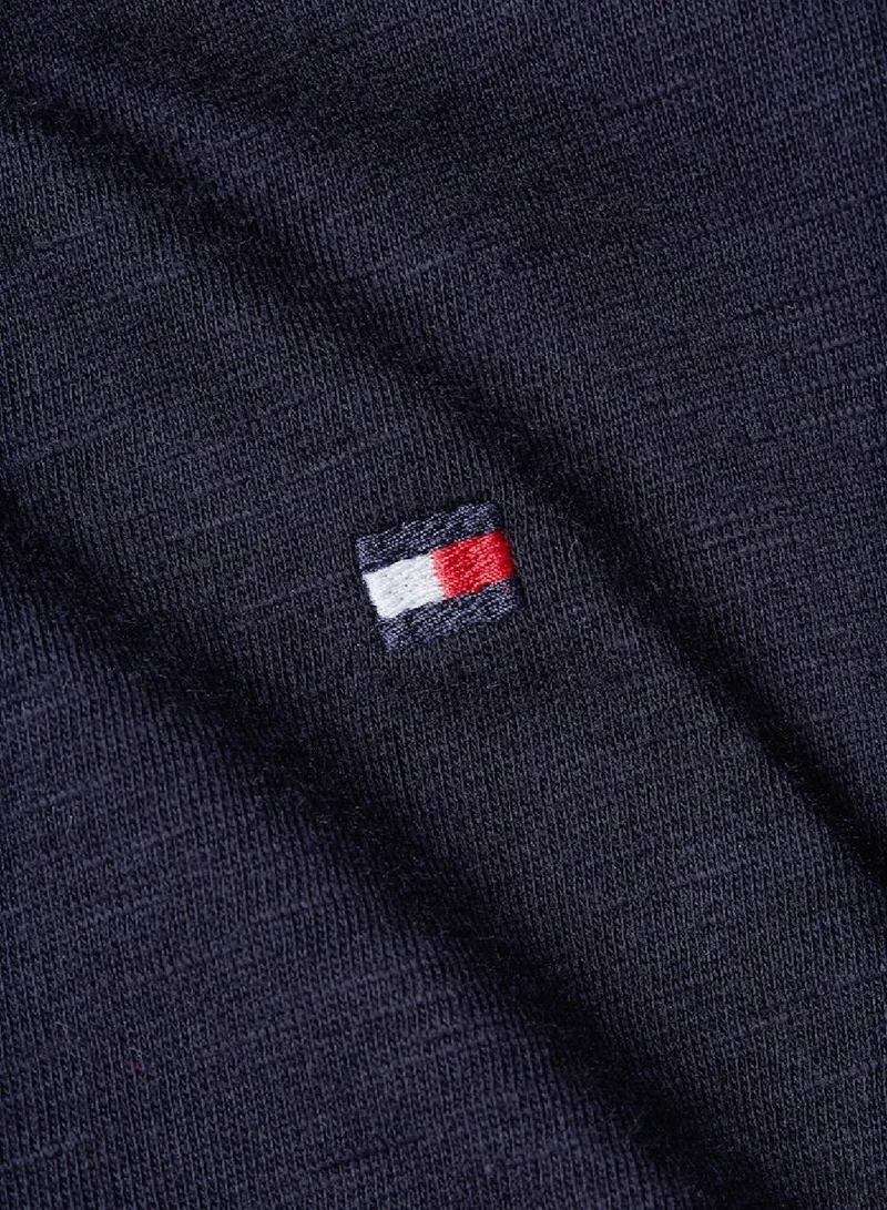 TOMMY HILFIGER 1985 Slim Slub Open Neck Knit Top