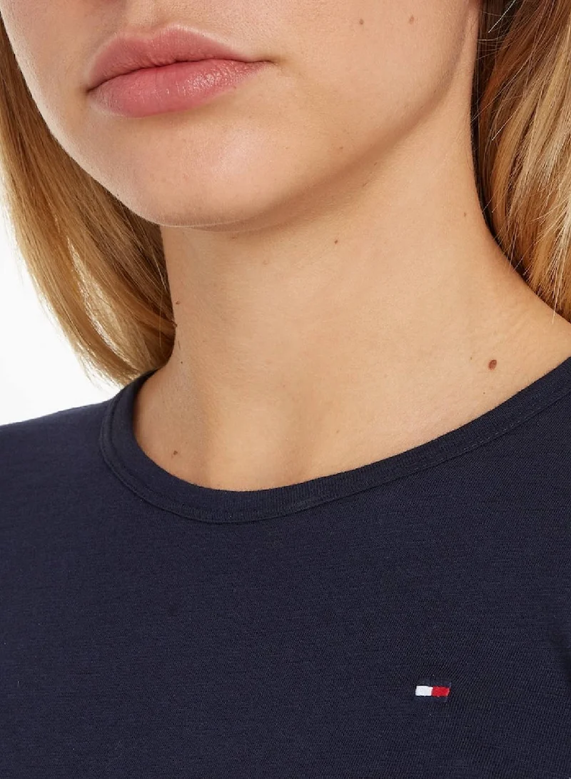 TOMMY HILFIGER 1985 Slim Slub Open Neck Knit Top