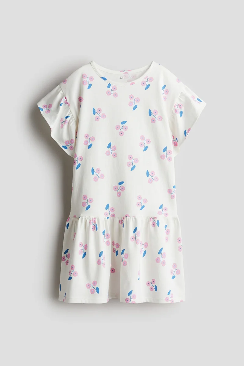 اتش اند ام Flutter-sleeved cotton dress