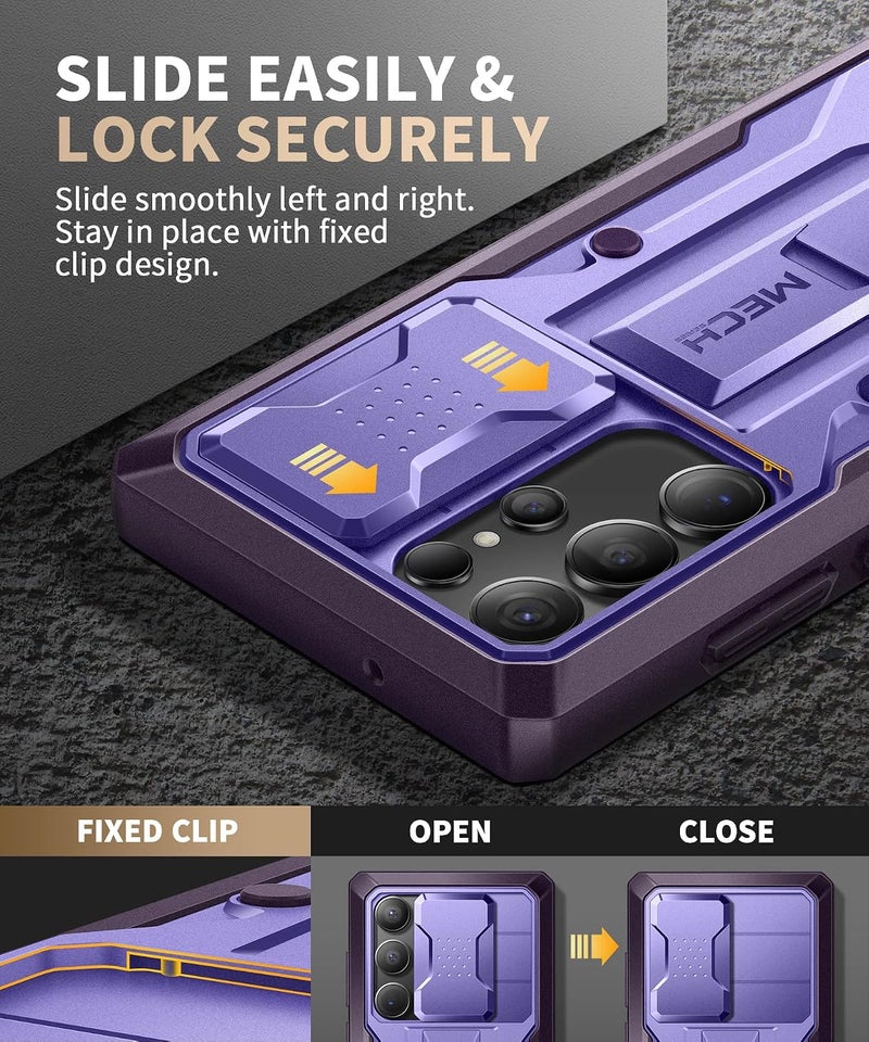 Tongate Military Grade Shockproof Case for Samsung Galaxy S23 Ultra with Slide Camera Cover & Screen Protector, Purple - Image 3