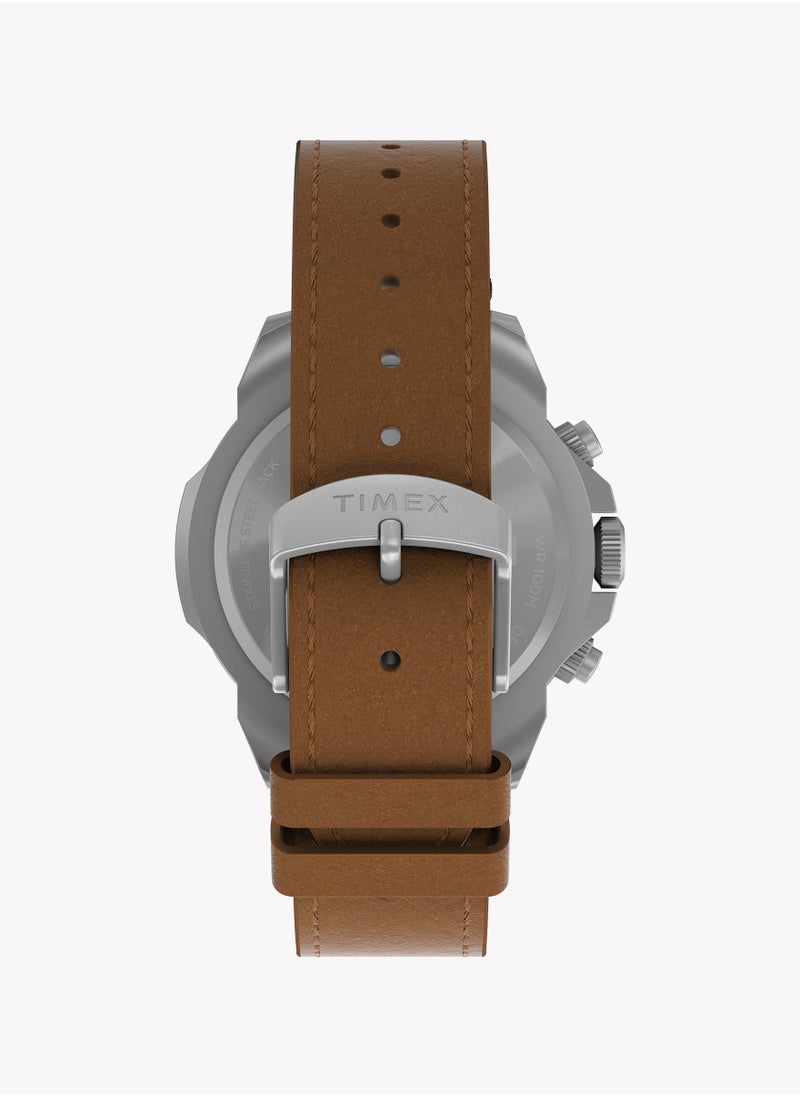 TIMEX - Timex Expedition North® Ridge Chrono 42mm LLB IP Steel Case Blue Dial Tan Eco-friendly Vegan Leather Strap TW2W16300 Men's Watch - Image 1