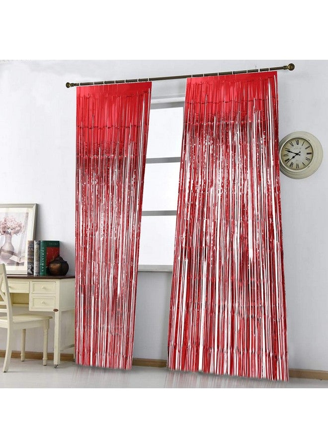 بارتي بروبس ستائر من ورق القصدير المعدني الأحمر مقاس 3 أقدام × 6 أقدام و10 بوصات من Party Propz لحفلات أعياد الميلاد والزفاف والخطوبة وحفلات الزفاف وحفلات استقبال المولود وحفلات توديع العزوبية وحفلات الأعياد (مجموعة من قطعة واحدة) - Image 5