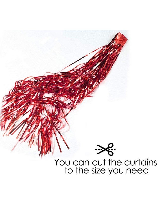 بارتي بروبس ستائر من ورق القصدير المعدني الأحمر مقاس 3 أقدام × 6 أقدام و10 بوصات من Party Propz لحفلات أعياد الميلاد والزفاف والخطوبة وحفلات الزفاف وحفلات استقبال المولود وحفلات توديع العزوبية وحفلات الأعياد (مجموعة من قطعة واحدة) - Image 2